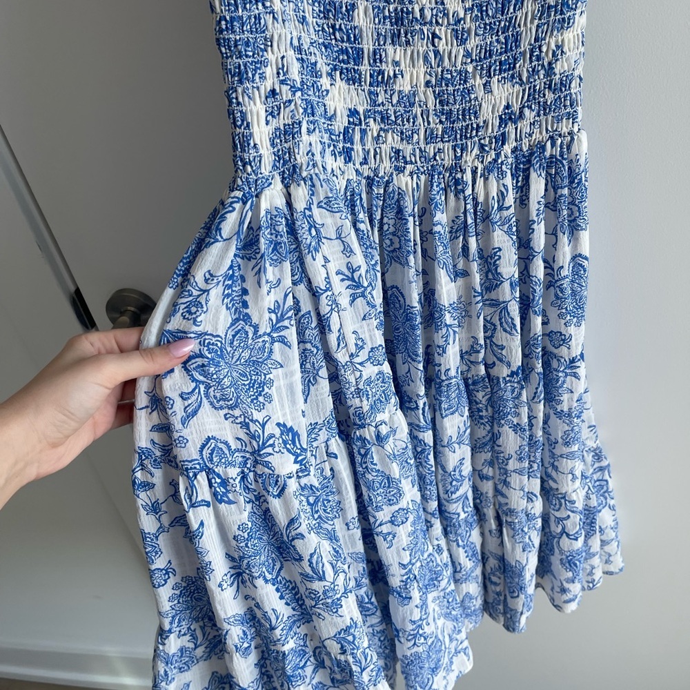 MISA Blue and White Strapless Dress or Skirt Floral - Picture 4 of 8